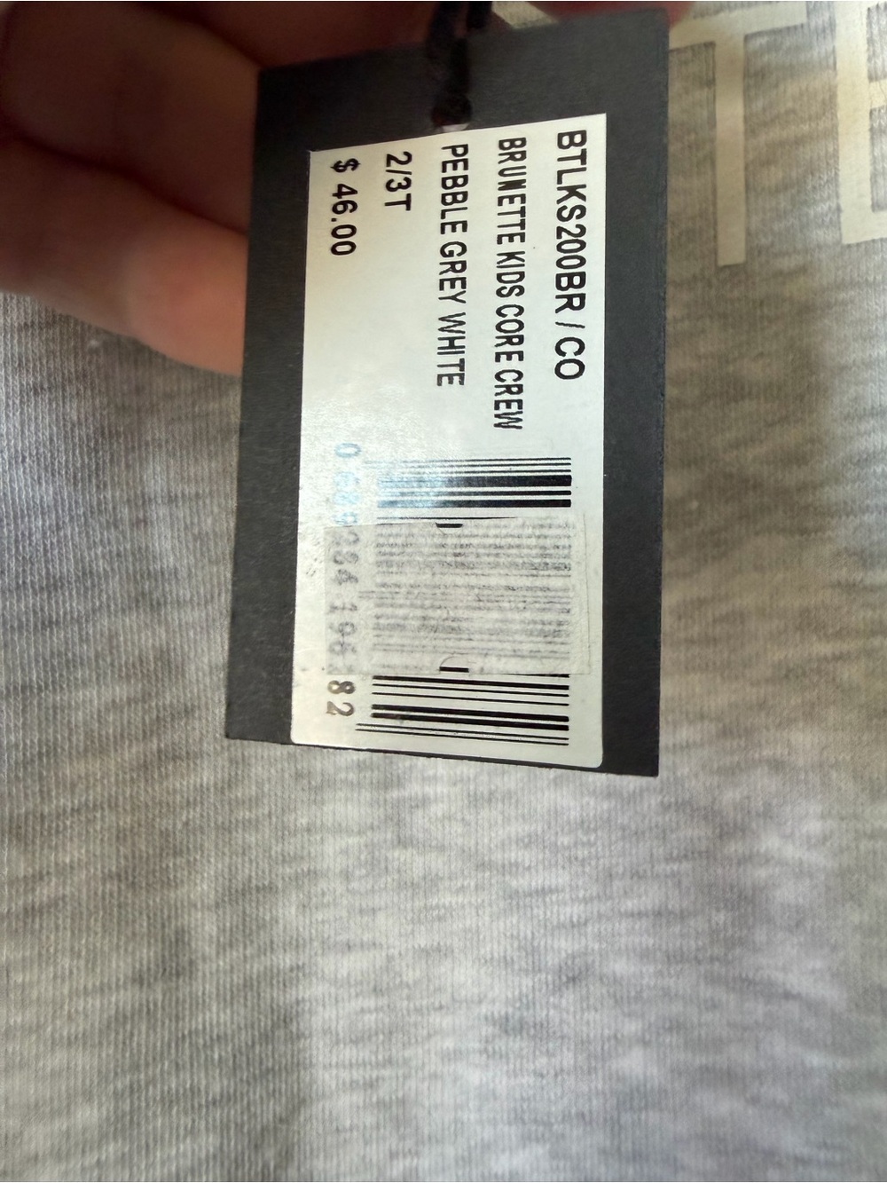 NWT Brunette The Label Little Babes Core Crew Sweatshirt 2/3T Pebble Grey White - Picture 7 of 7